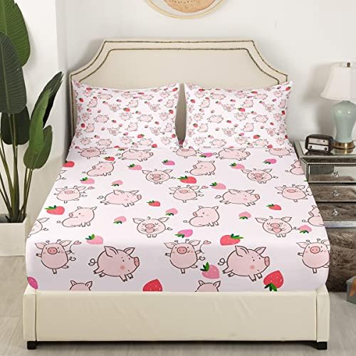 Feelyou Pig Print Bed Sheet Set 4Pcs for Kids and Adults 1
