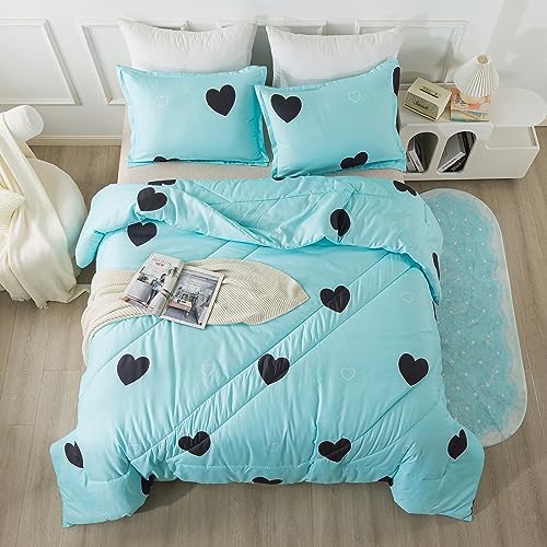 Caressma Love Heart Pattern King Size Comforter Set