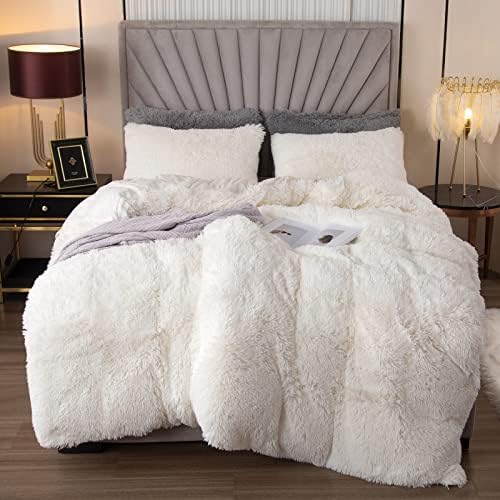 EMME Plush Shaggy Queen Duvet Cover Set 3 Pieces