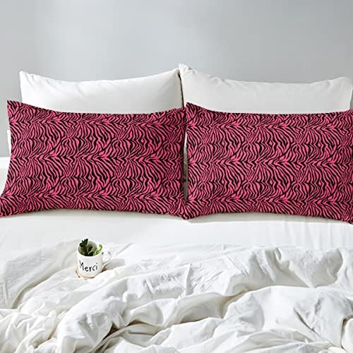 Feelyou Twin Size Girls Pink Black Zebra Stripes Sheet Set