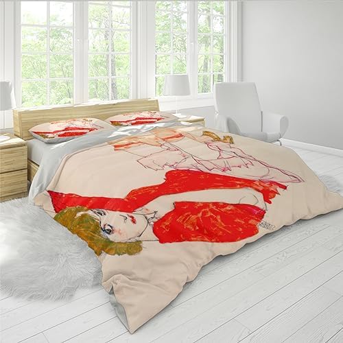 HOBBOY Beige 3pc Duvet Cover Set with Zipper Ties