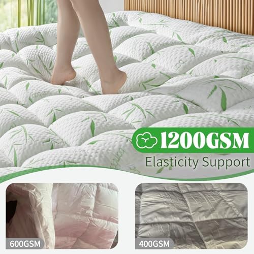 LIANLAM Twin Mattress Topper - Bamboo Viscose 1200 GSM Cooling Pad