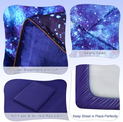 Wowelife Galaxy Bedding Twin Set 5 Pieces Blue Cosmic