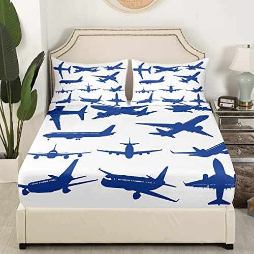 Feelyou Kids Airplane Sheet Set Twin Size with Deep Pocket