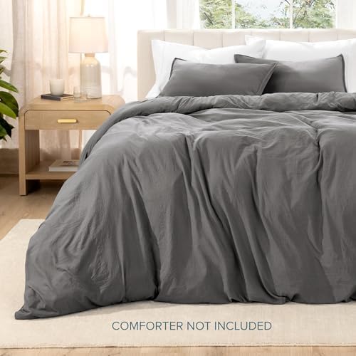 Bare Home Ultra Soft Microfiber Duvet Cover Set with Pillow Sham Grey Twin