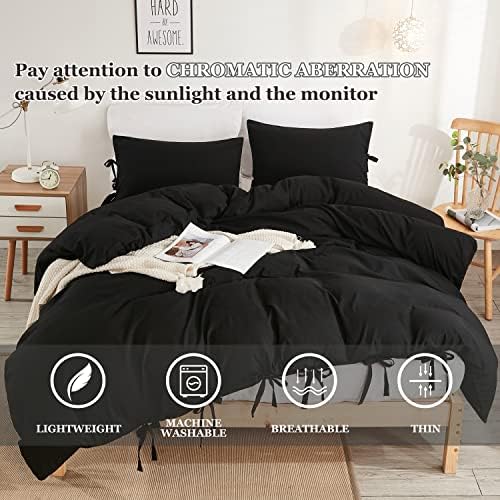 Annadaif Black Duvet Cover King Size 3 Piece Set
