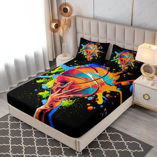 Black Basketball Microfiber Bedding Set for Kids