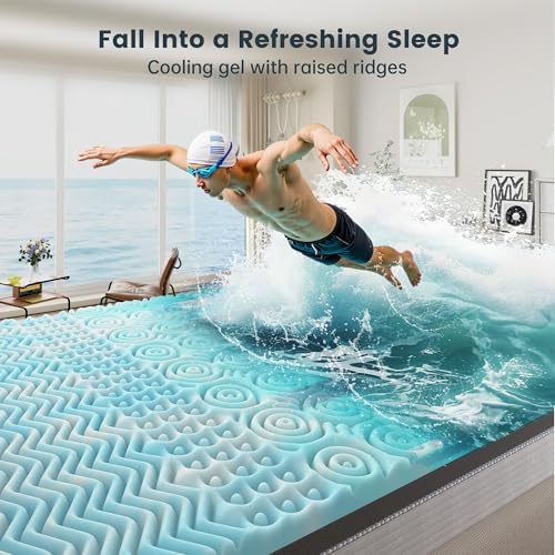 EnHomee 4 Inch Mattress Topper with 7-Zone Cooling Gel
