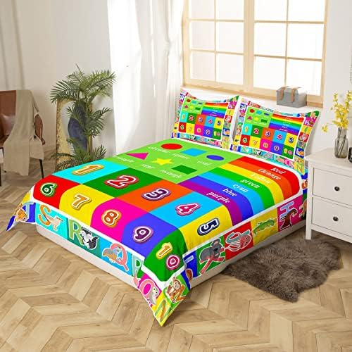 Feelyou Kids Learning Duvet Cover Set ABC Numbers Shapes