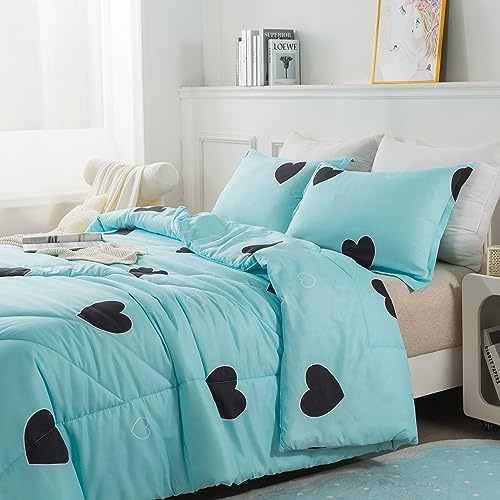 Caressma Love Heart Pattern King Size Comforter Set