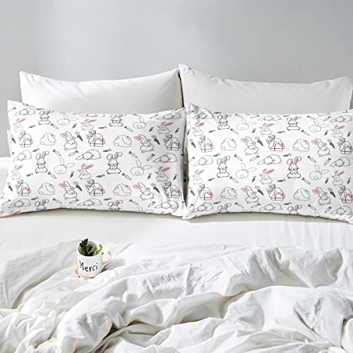 Kawaii Rabbit Bedding Set for Kids Girls Full Size