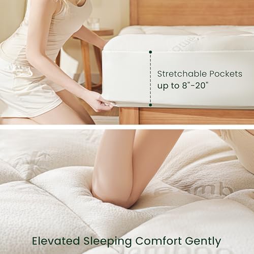 Loves Cabin Queen Mattress Topper Breathable 900 GSM Bamboo Rayon Pad