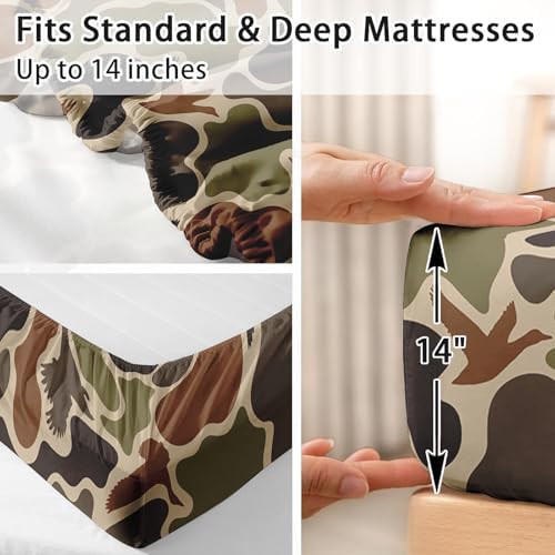 Zzzboro 3 Pcs Fitted Sheet Set Twin Size Camouflage