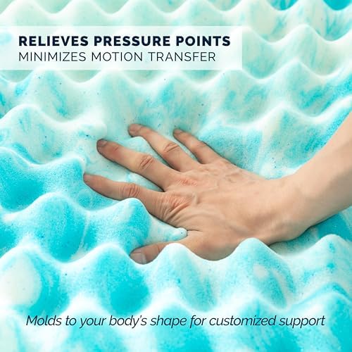 Elegant Comfort 3 Inch Memory Foam Mattress Topper - Blue Swirl