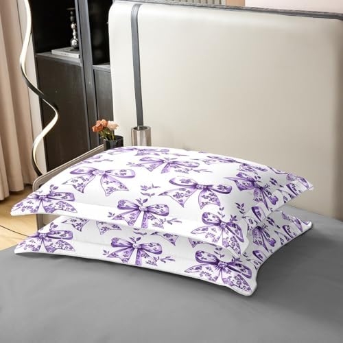 Erosebridal Purple Bow Duvet Cover Set Queen Size 1