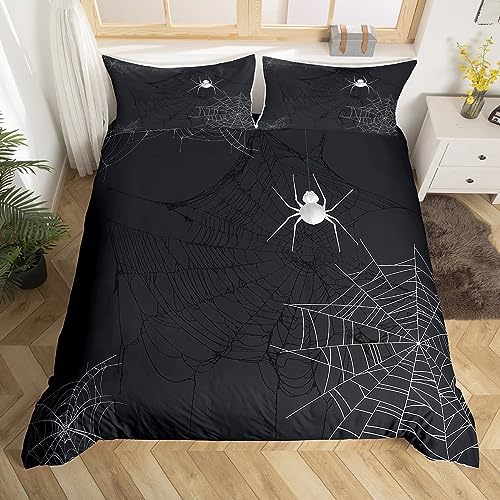 Feelyou Halloween Spider Web Duvet Cover Set Twin Size