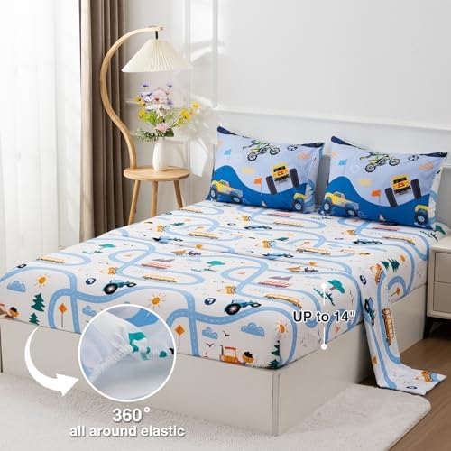 A Nice Night 5Pcs Bed in a Bag Race Car Comforter Set