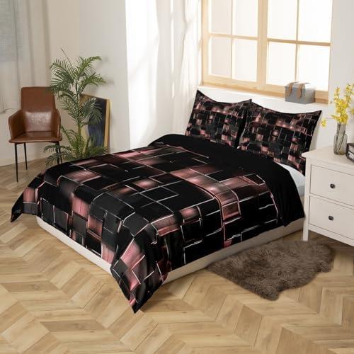 Erosebridal Black and Light Pink Duvet Cover Set