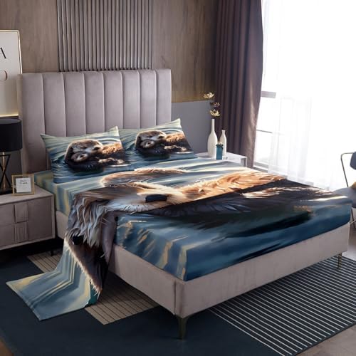 Feelyou Otter Bedding Set Kids 3D Cute Sheets with 2 Pillowcases