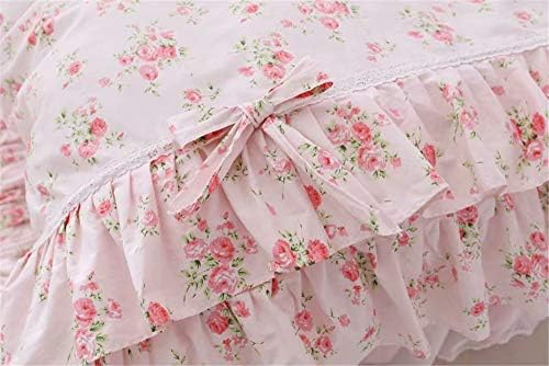 LELVA Romantic Rose Bedding Duvet Cover Set with Skirt