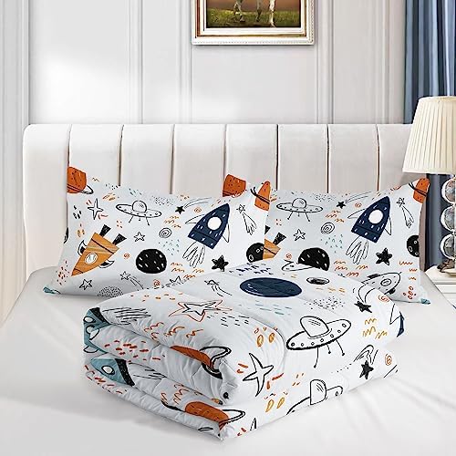 Space Universe Rocket Comforter Set Kids 3Pcs