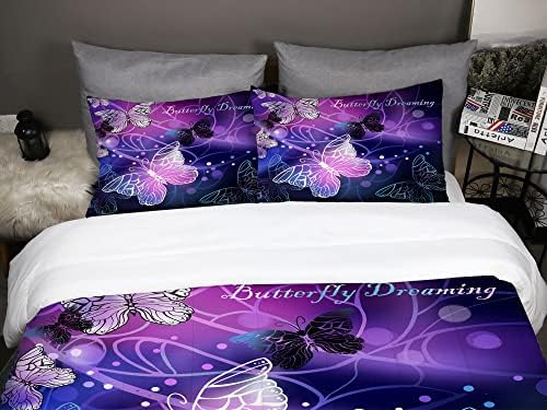 Sunnycitron 3D Purple Butterfly Comforter Set for Girls and Women