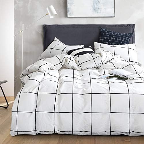 Houseri Jumeey Plaid Duvet Cover Queen Size Set