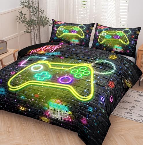 NINENINE Gaming Comforter Set Twin Kids Bedding 5PCS