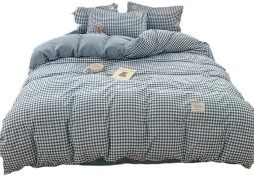 Sedefen Gingham Duvet Cover Set Queen Size with Zip Ties