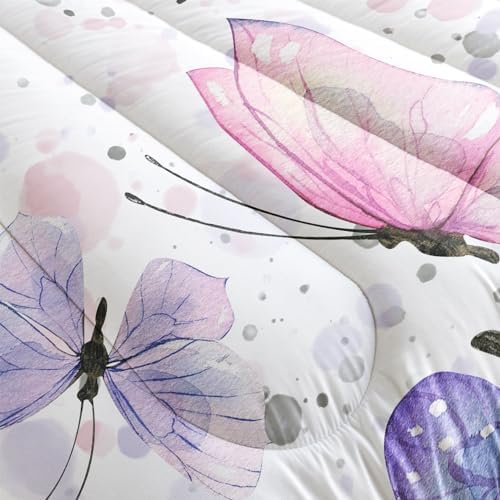 Kids Comforter Set Butterflies Pattern 3PCS All Season