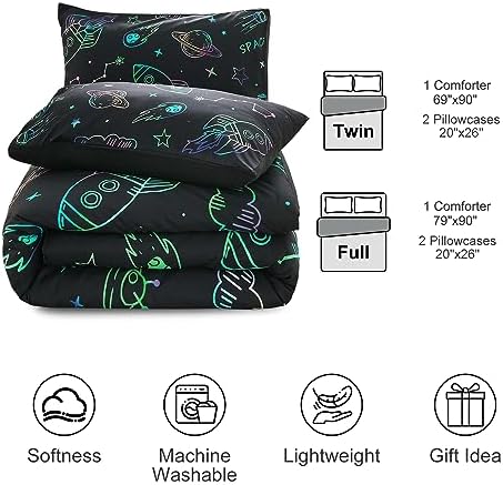 Aimuan Rocket Print Comforter Set for Kids