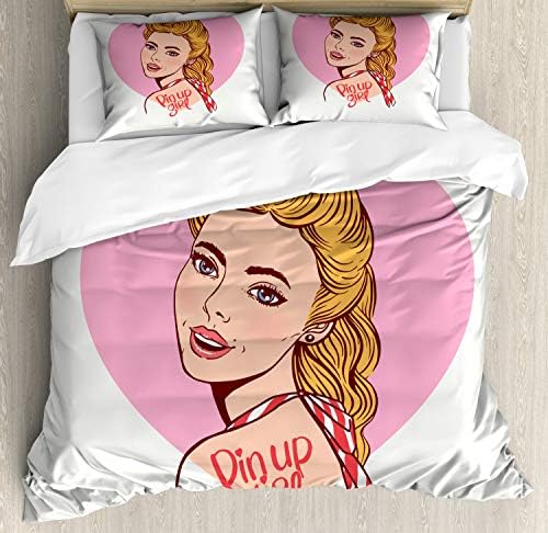 Ambesonne Pin Up Girl Duvet Cover Set Multicolor
