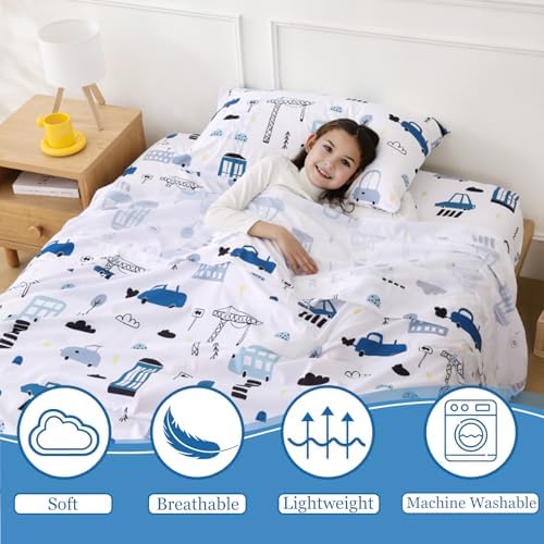 CIMVI Kids Car Themed 4-Piece Microfiber Bedding Set