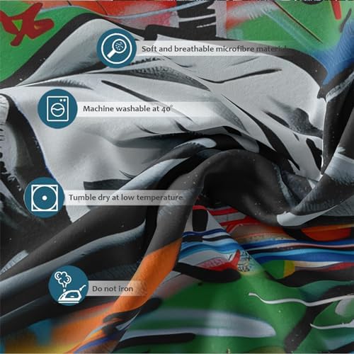HOBBOY Hip Hop Graffiti Duvet Cover Set 3 Pieces