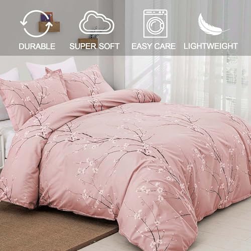 WONGS BEDDING Pink Floral Duvet Cover Set King