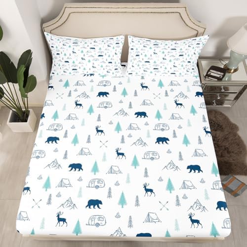 Castle Fairy Bear Deer Print Full Size Bedding Set