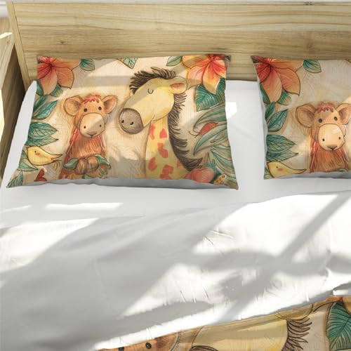 HOBBOY Cartoon Duvet Cover Set 3 Pieces Giraffe Boys Girls Twin XL