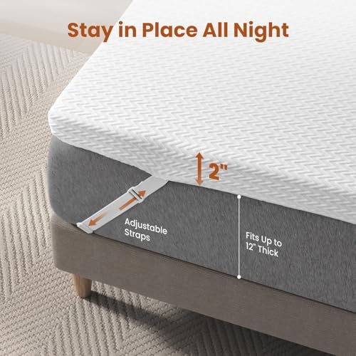 Wellos 2 Inch Gel Memory Foam Mattress Topper Full White