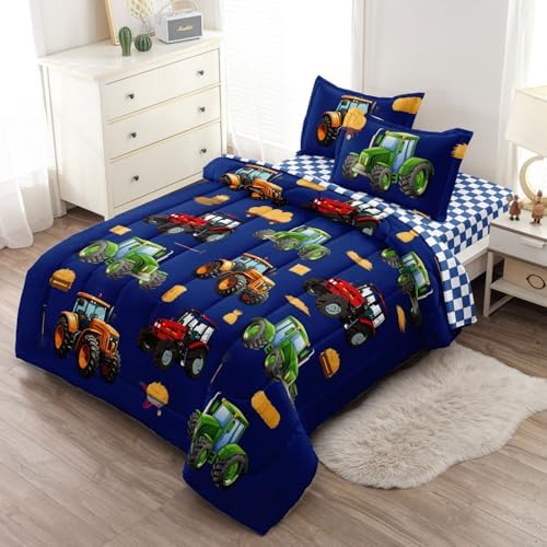 Leaflin Tractor Bedding Set for Kids - 5 Piece Twin