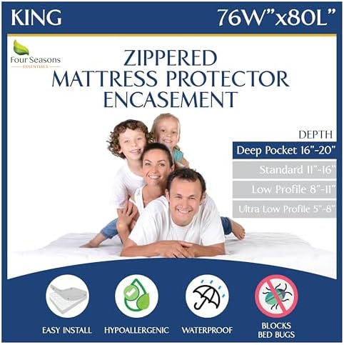 Four Seasons Essentials King Mattress Protector Waterproof Zippered Cover