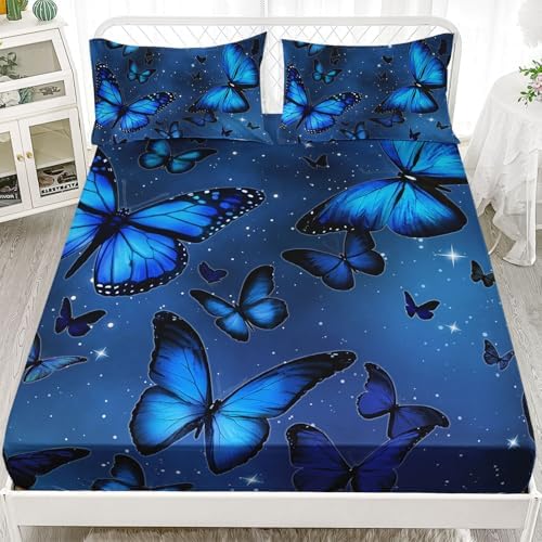 Blue Butterfly Kids Sheets Set 4Pcs