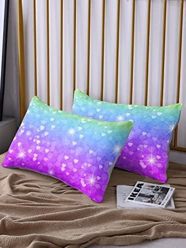 HOSIMA Girls Duvet Cover Set - Twin Rainbow Bedding with 3D Print Technology