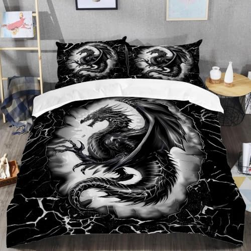 PREAUREUM Dragon Kids Bedding Set Twin Size