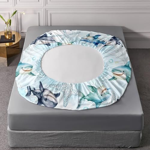 Boys Ocean Shark Fitted Sheet Set 4Pcs Twin Size