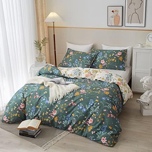 PinkMemory Floral Duvet Cover Queen Set with Pillowcases