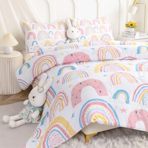 BEDMUST Kids Rainbow Comforter Set - 3PCS Twin Size