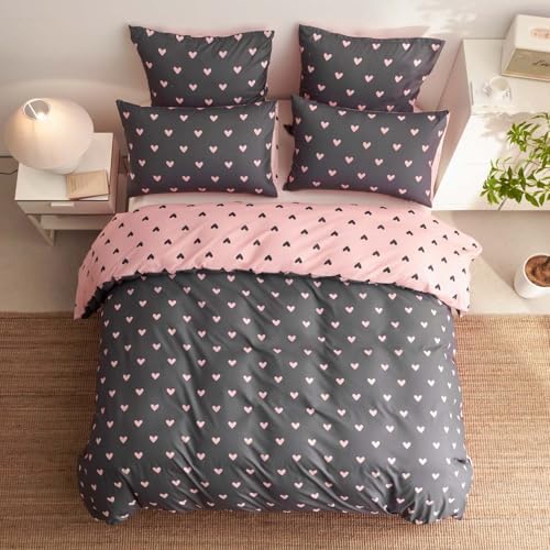Nayoroom Heart Duvet Cover Set Queen Size Reversible