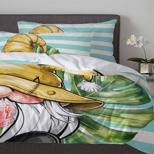 Boanket 3-Piece Queen Bedding Set with Zipper and Tropical Leaves Pattern