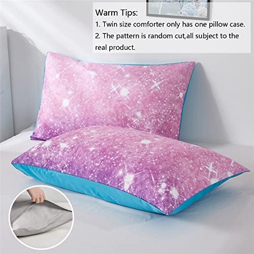 Kiddiku Purple Glitter Comforter Set for Girls