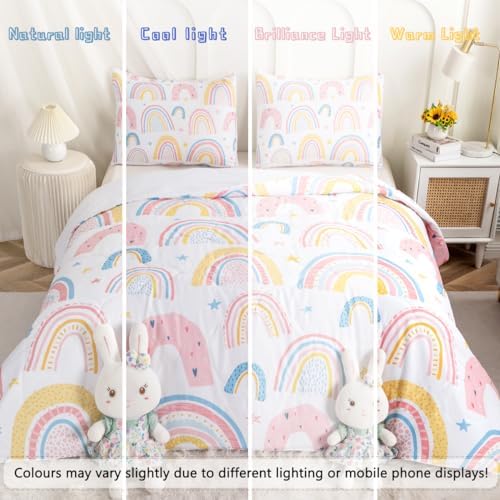 BEDMUST Kids Rainbow Comforter Set - 3PCS Twin Size